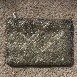 Vintage Elegant Beaded Silver Clutch Bag